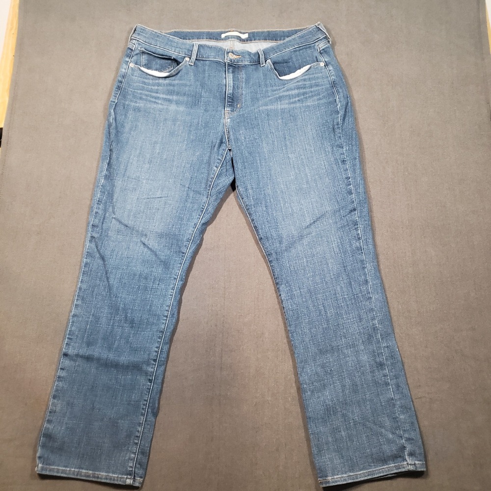 Levi's Classic Straight Jeans Womens 34 Blue Medium Wash Stretch‎ Denim